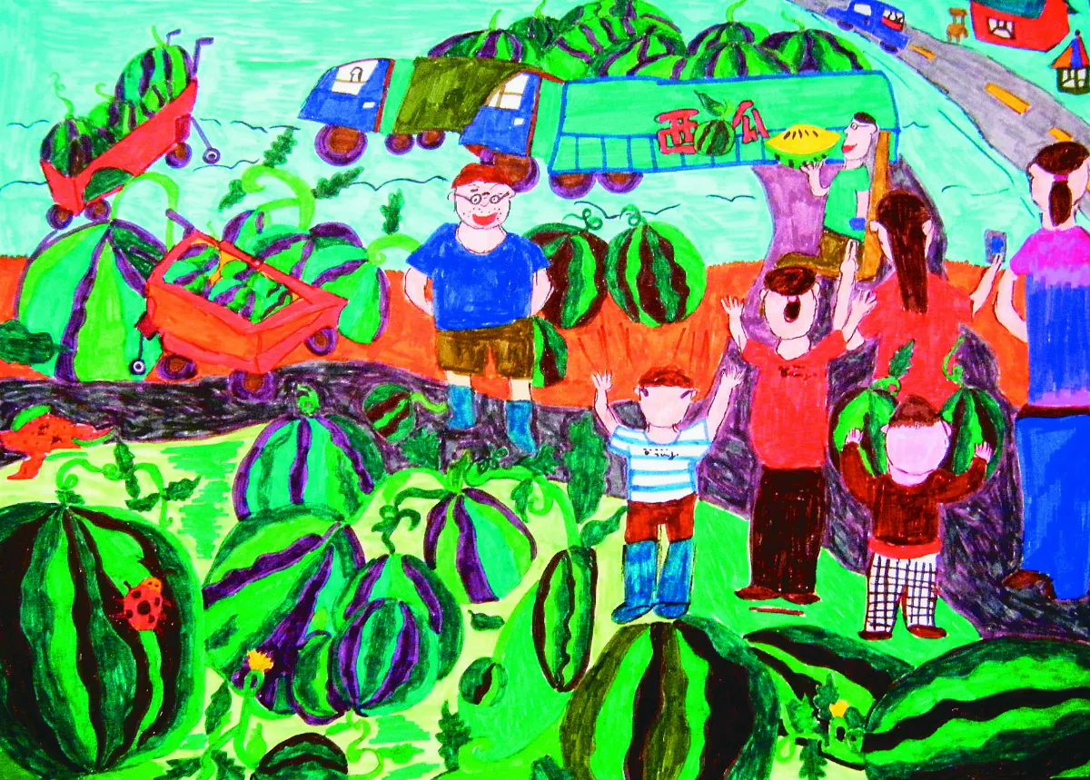 快樂塗鴉簿 豐收的西瓜園