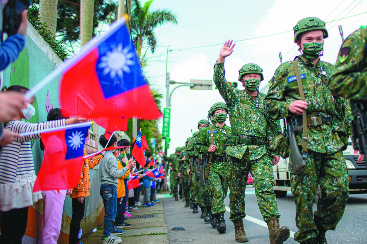 教召行軍 學童打氣