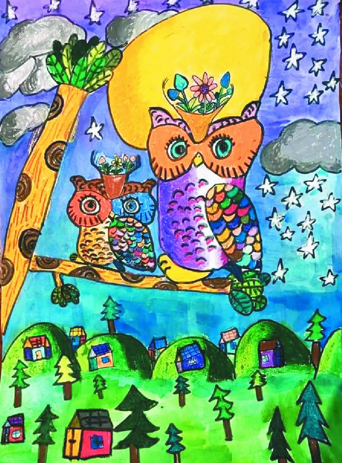 快樂塗鴉簿 貓頭鷹