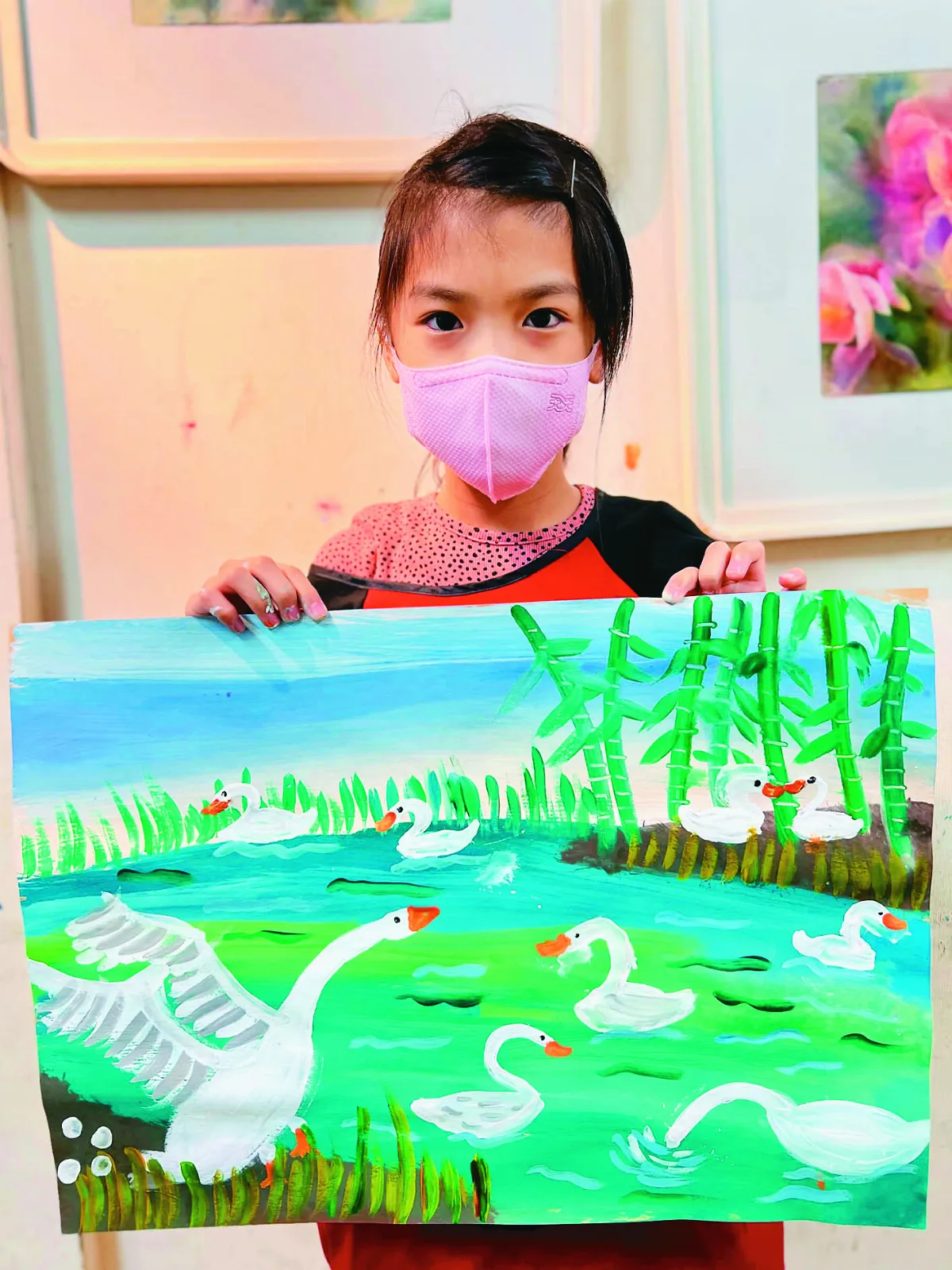【童畫天地】 膠彩繪畫技法 湖中之鵝