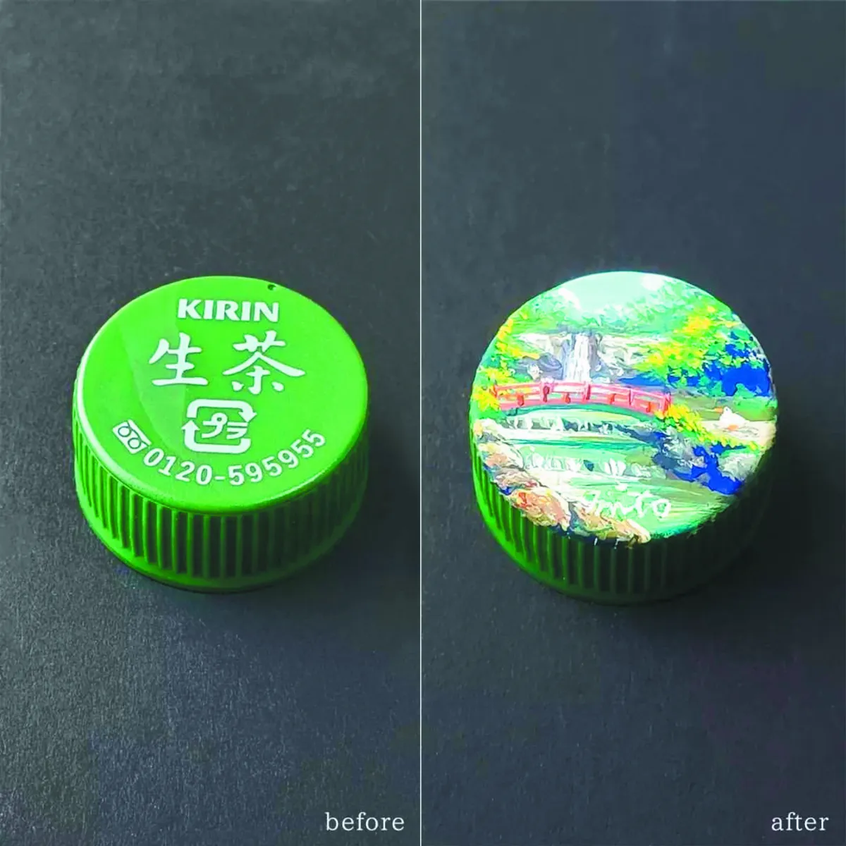 瓶蓋當畫布 手繪療癒世界風景