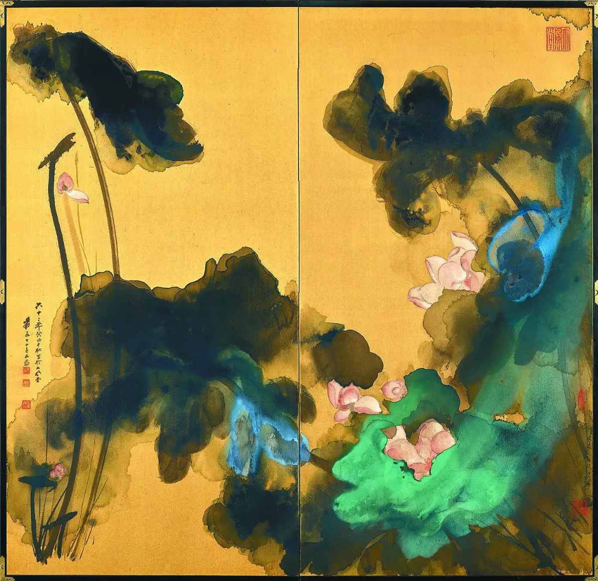 張大千潑彩荷花屏風 重磅春拍
