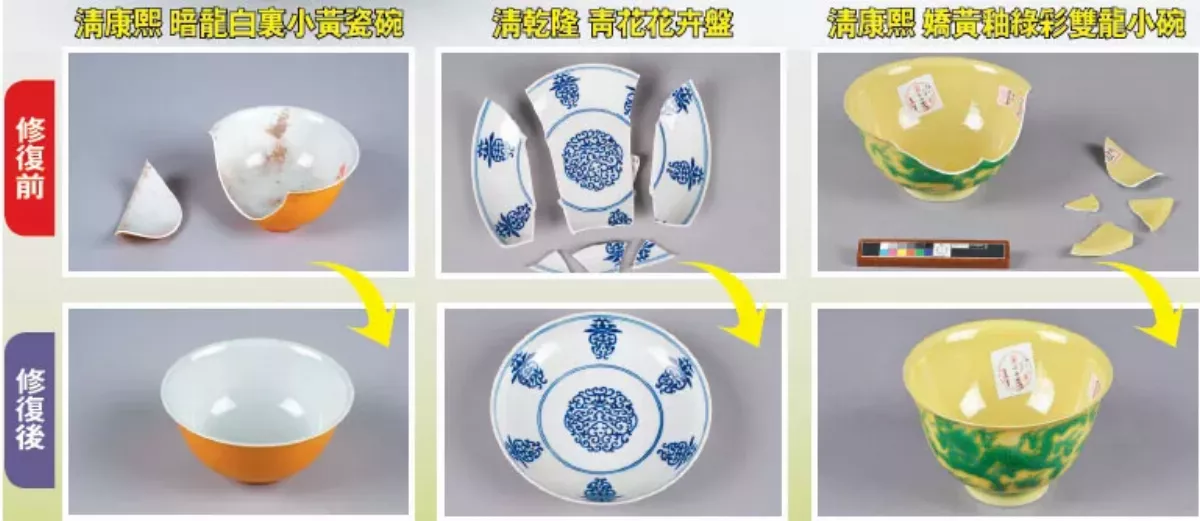 故宮摔破碗盤修復 手術後面貌今亮相