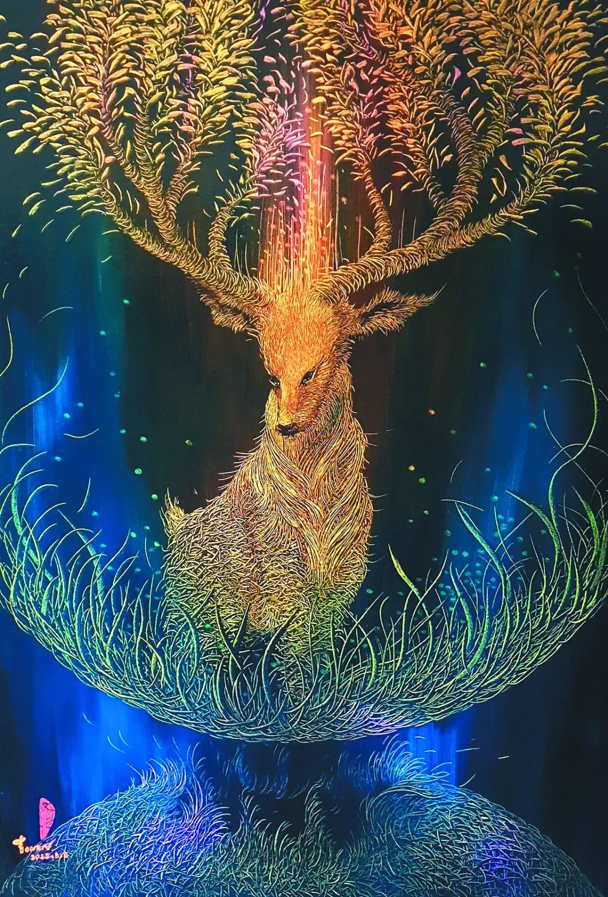 自創砍劈編織法 林吉裕減法繪畫 詮釋自然界情緒
