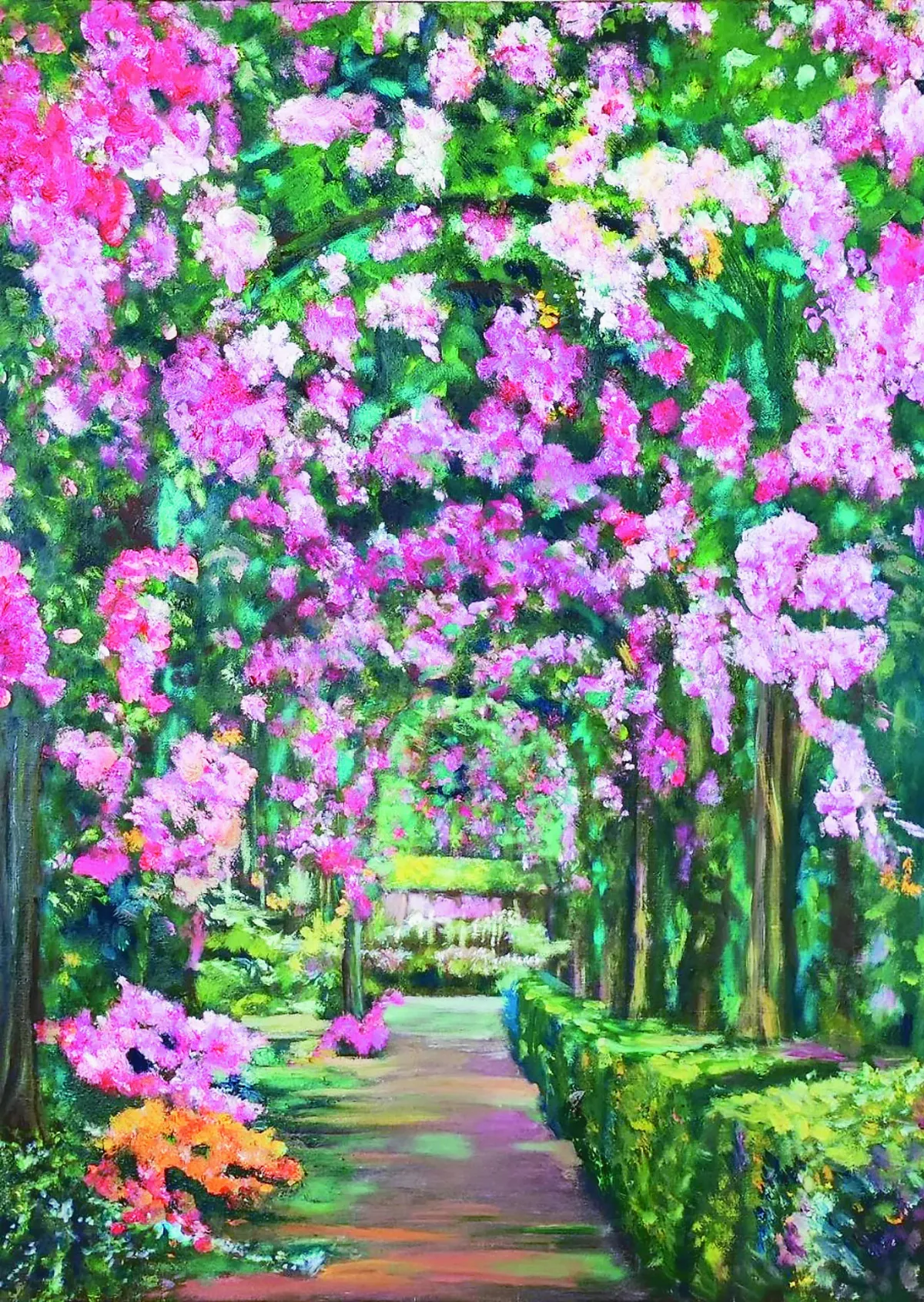 【城鄉麗景花開時──李美玲西畫個展】長廊花棚深入景