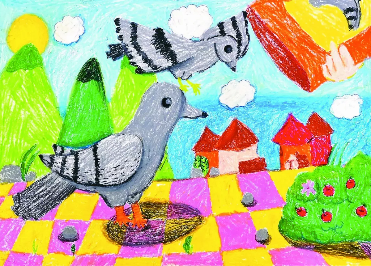 【快樂塗鴉簿】 廣場上的鴿子 