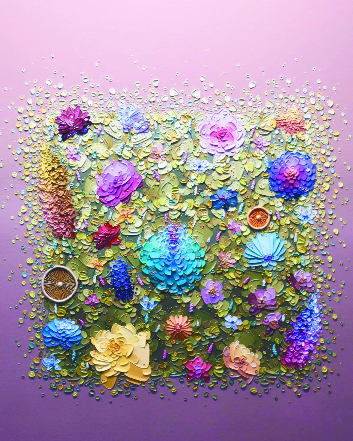 調色刀當畫筆 畫布綻放3D繡球花