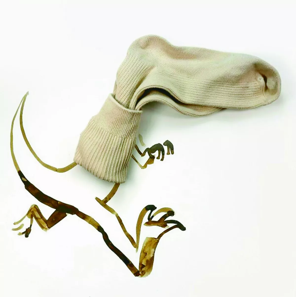 超現實插畫 襪子變Q版暴龍