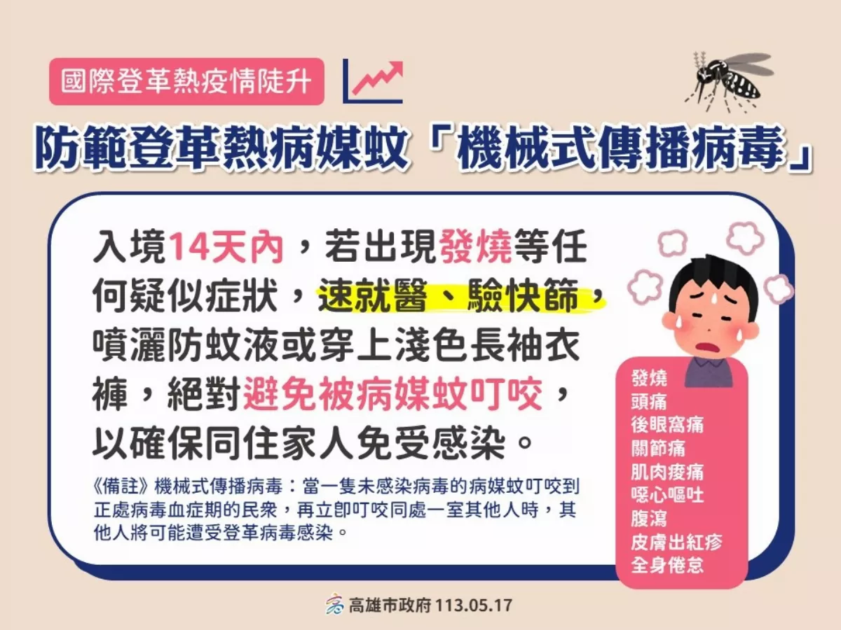 決戰境外　高雄嚴防登革熱病媒蚊「機械傳播病毒」 