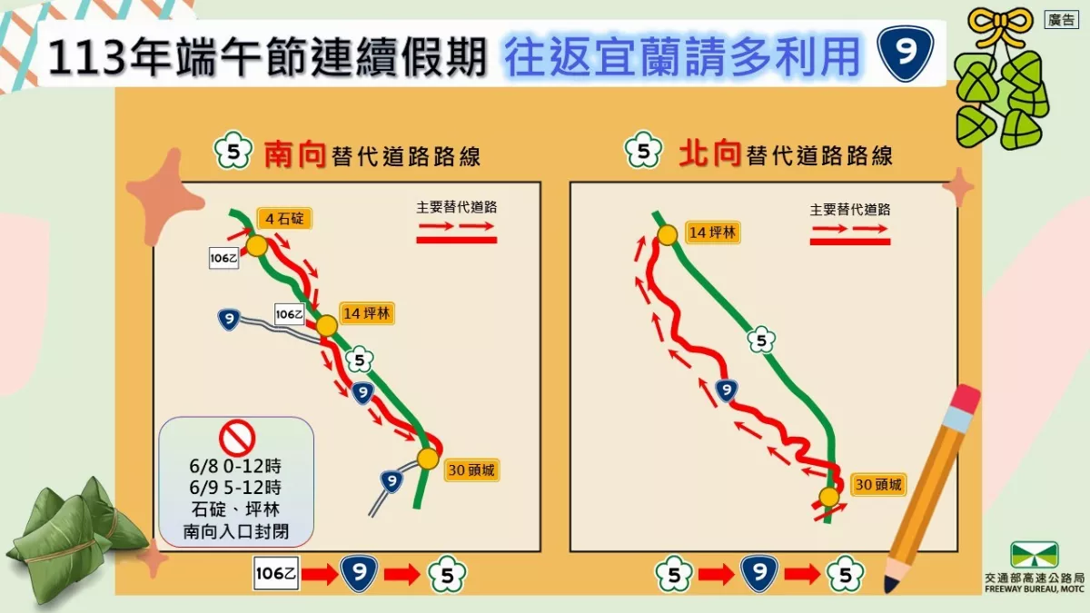 端午連假國5採管制措施 建議改搭公共運輸