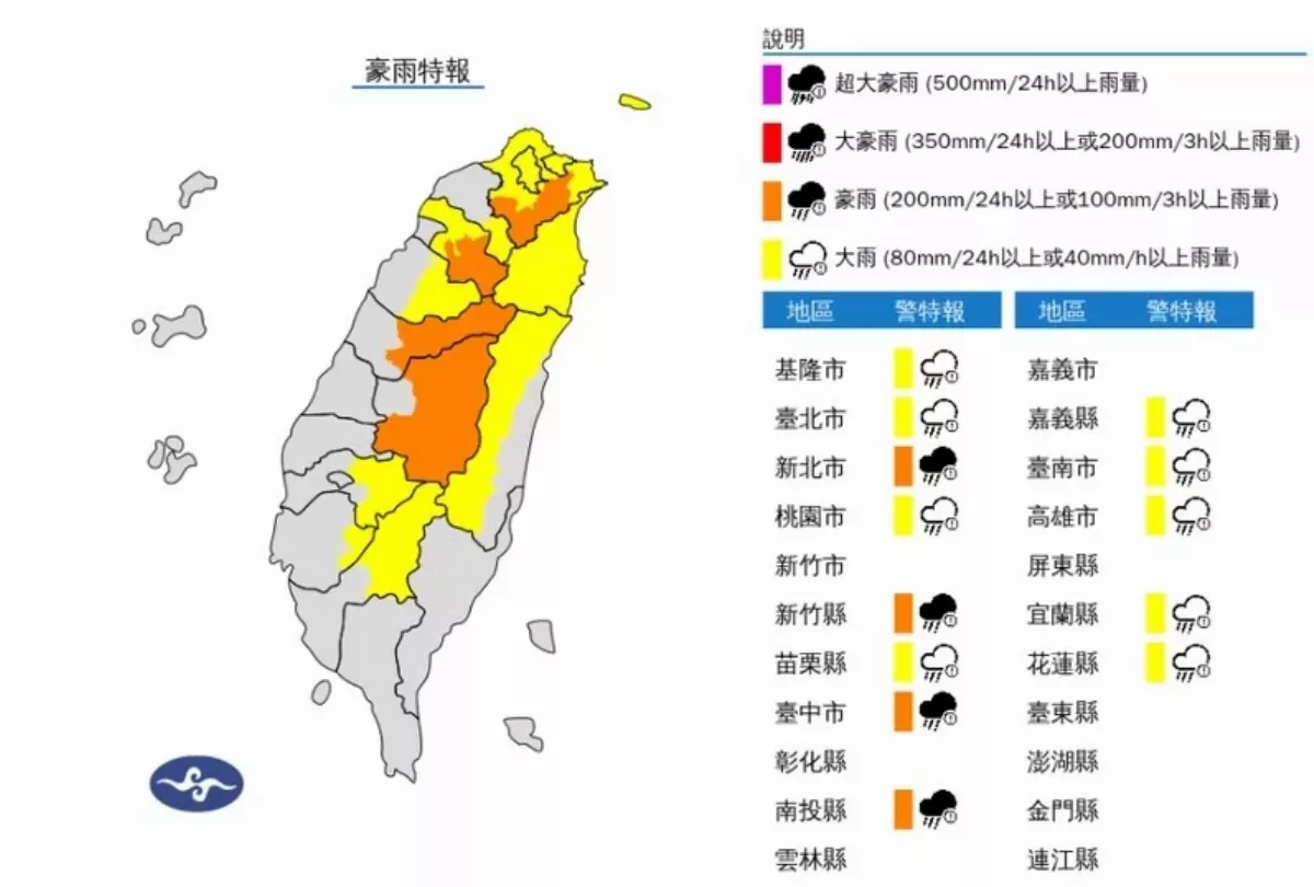 雨區再擴大 13縣市發布豪大雨特報 