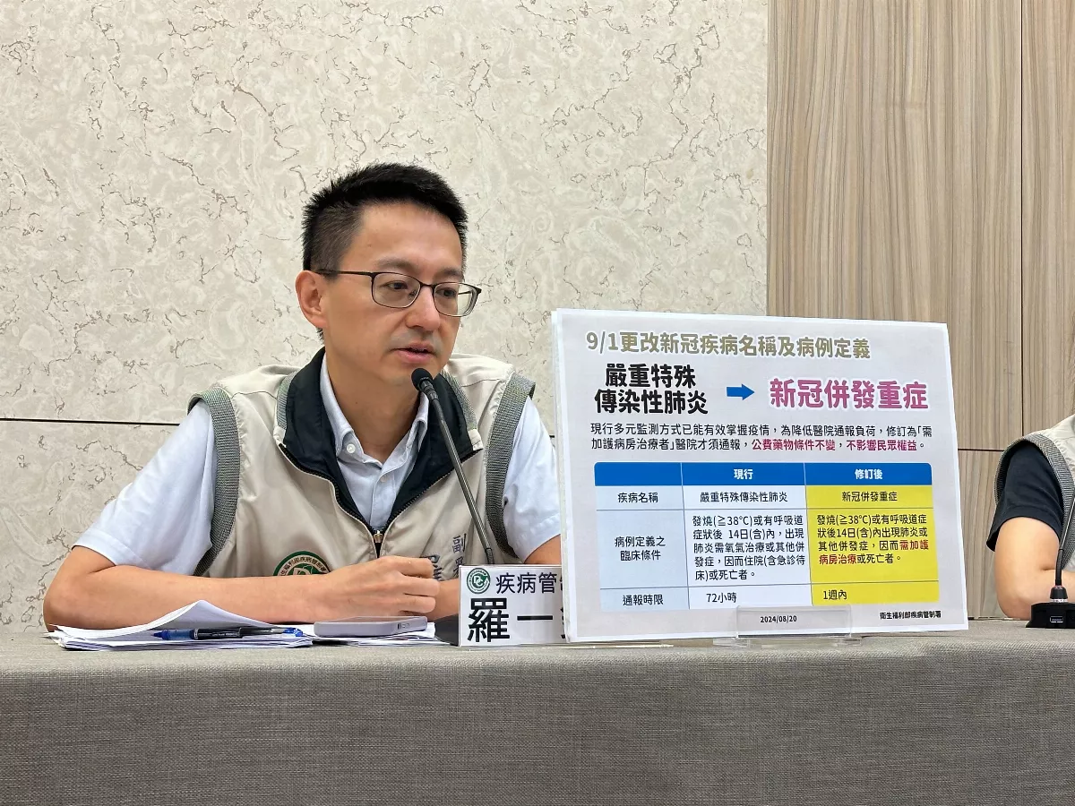 減輕通報新冠病例負擔 9月1日改新冠併發重症
