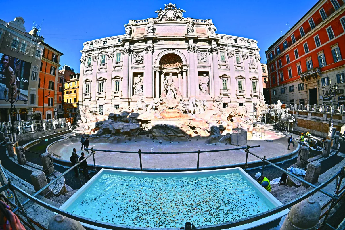 羅馬許願池整修 迷你池滿足遊客