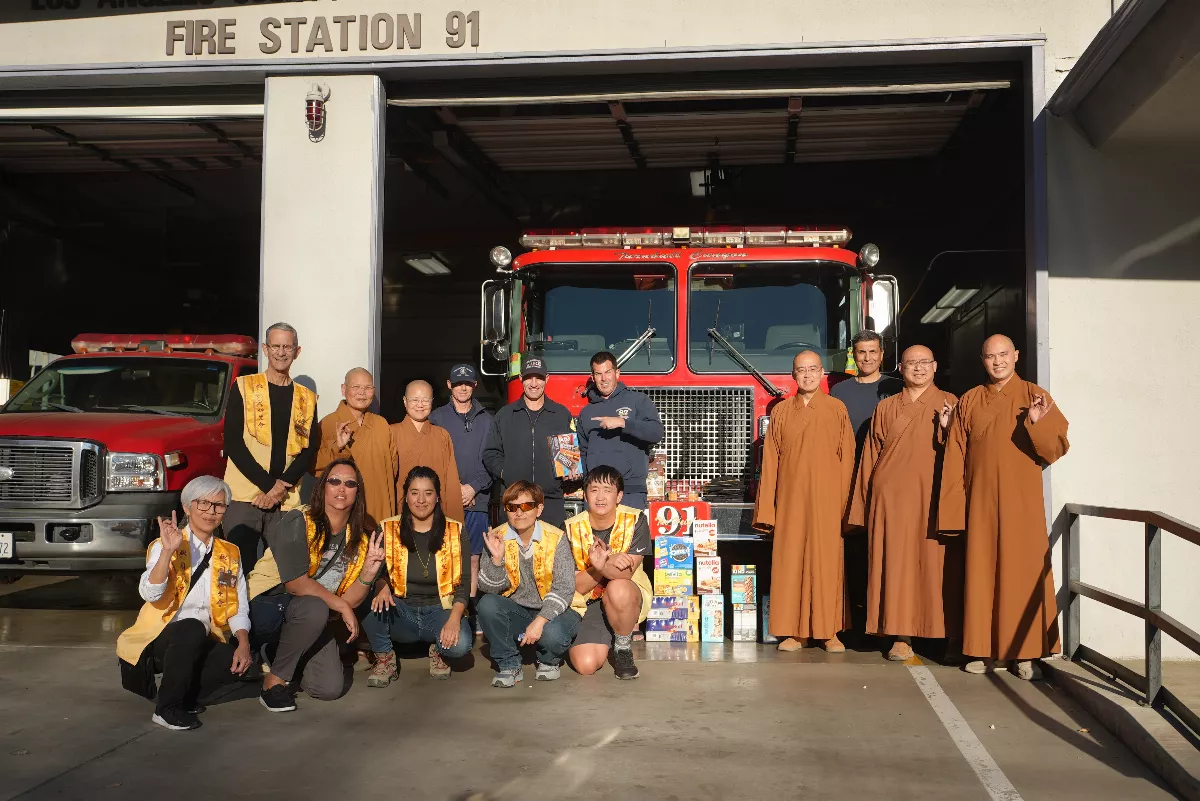 California Wildfire Relief: Hsi Lai Temple Provides Aid to Police and Firefighters