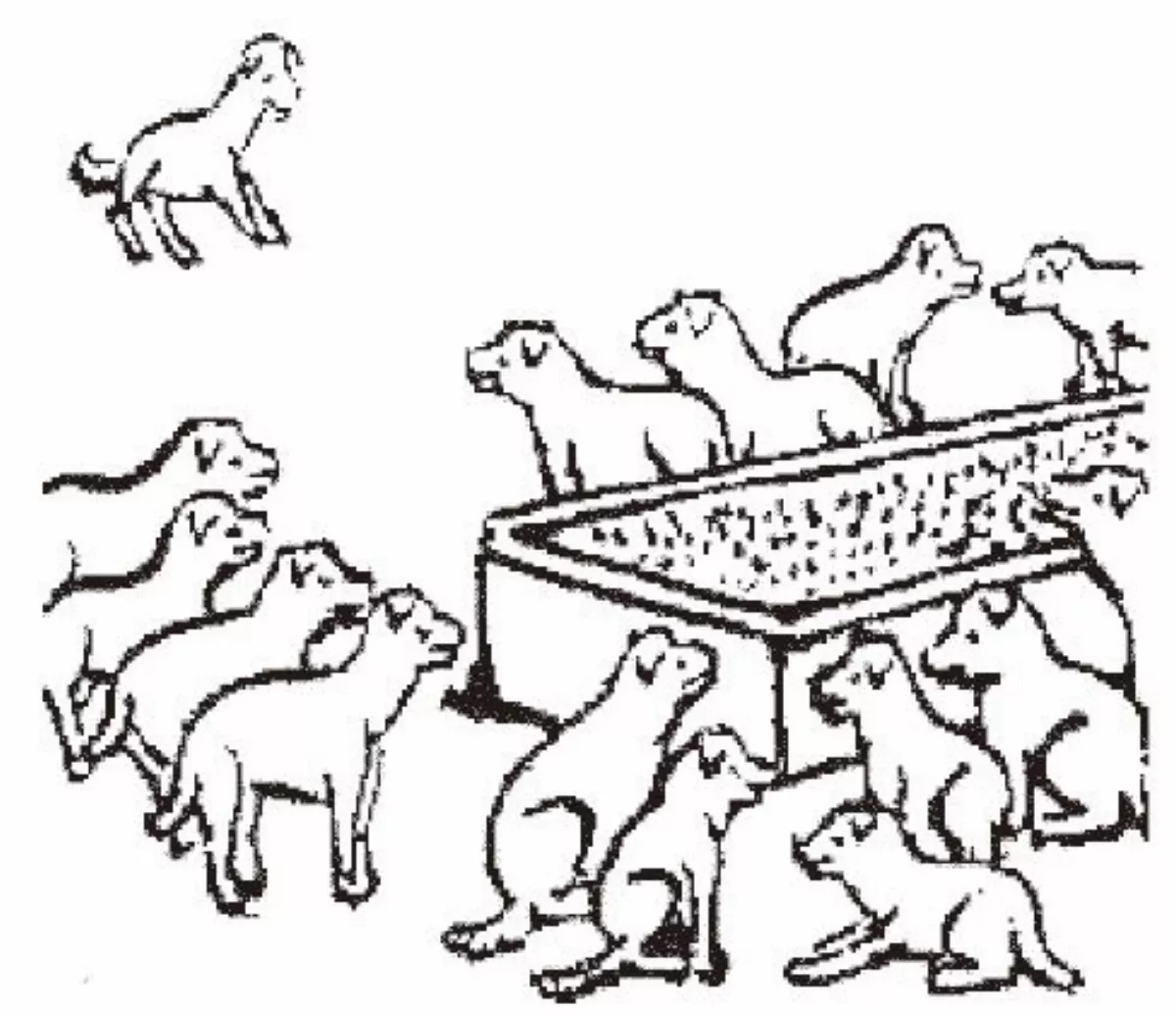 【護生畫集】一犬不至，群犬不食    