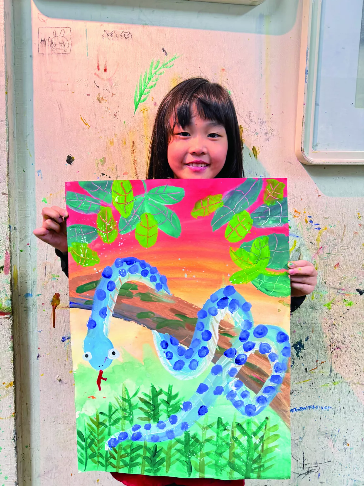 【童畫天地】福蛇迎春水彩創作