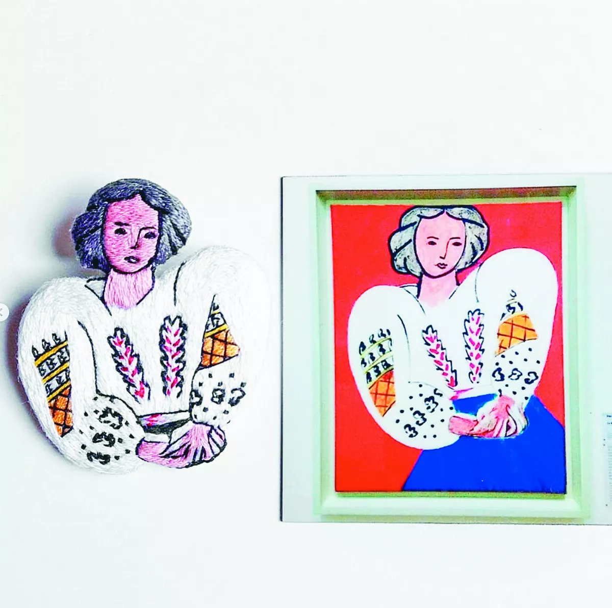 手做刺繡胸針 世界名畫戴著走