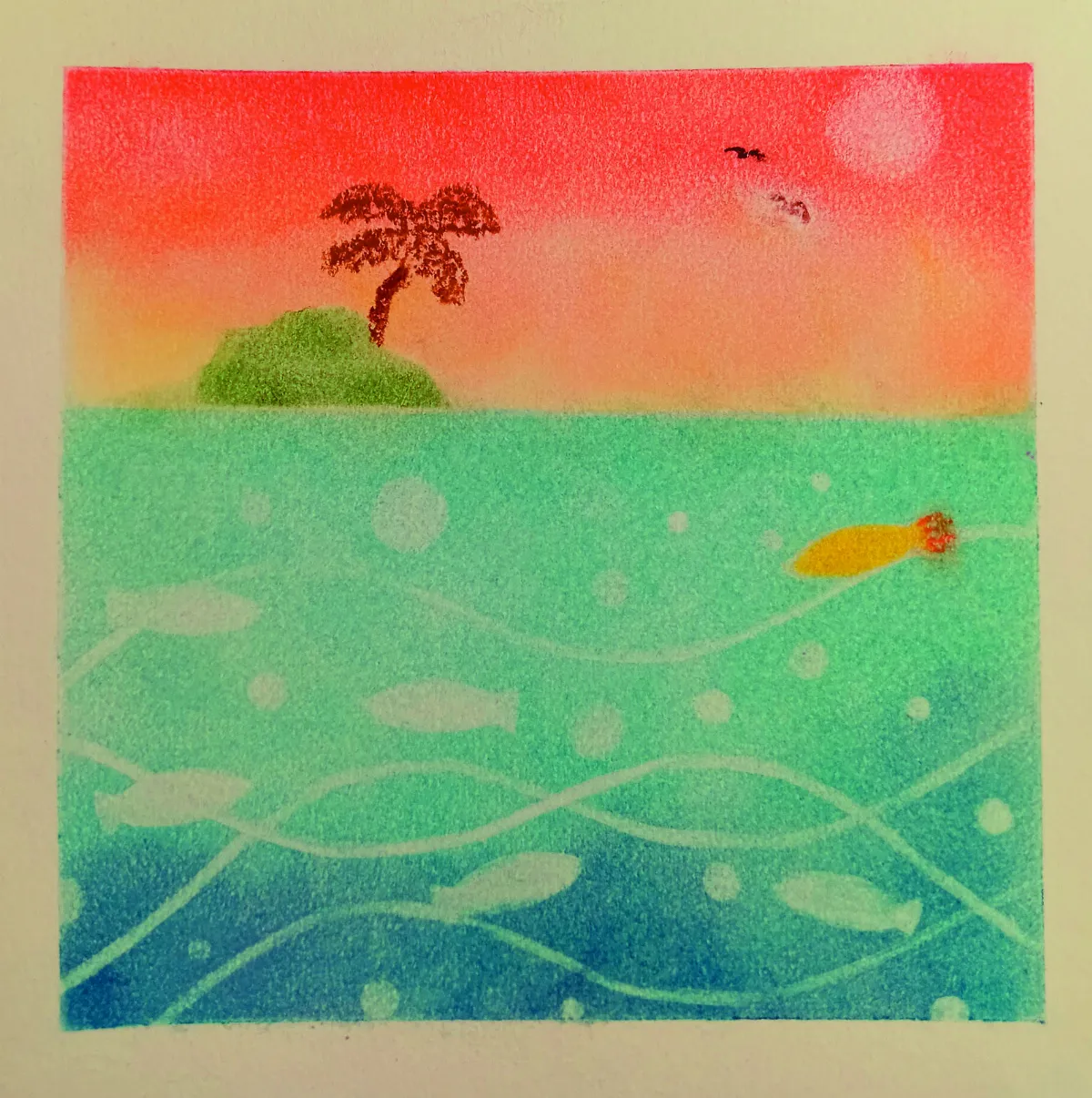 【快樂塗鴉簿】海邊的夕陽
