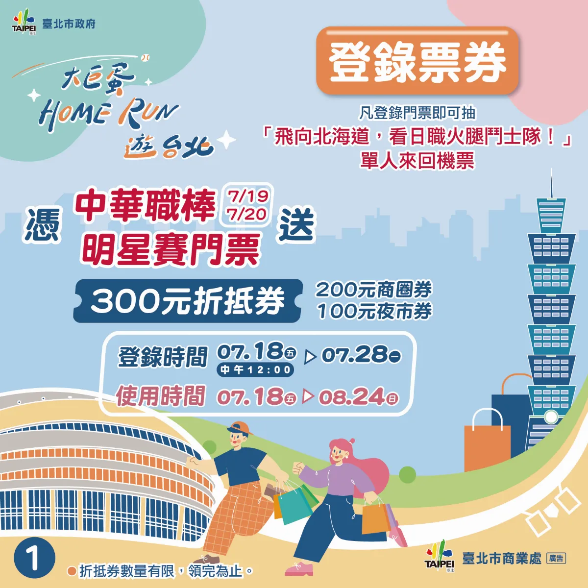 球迷注意！7/18中午起 憑大巨蛋中職明星賽門票領300元抵用券