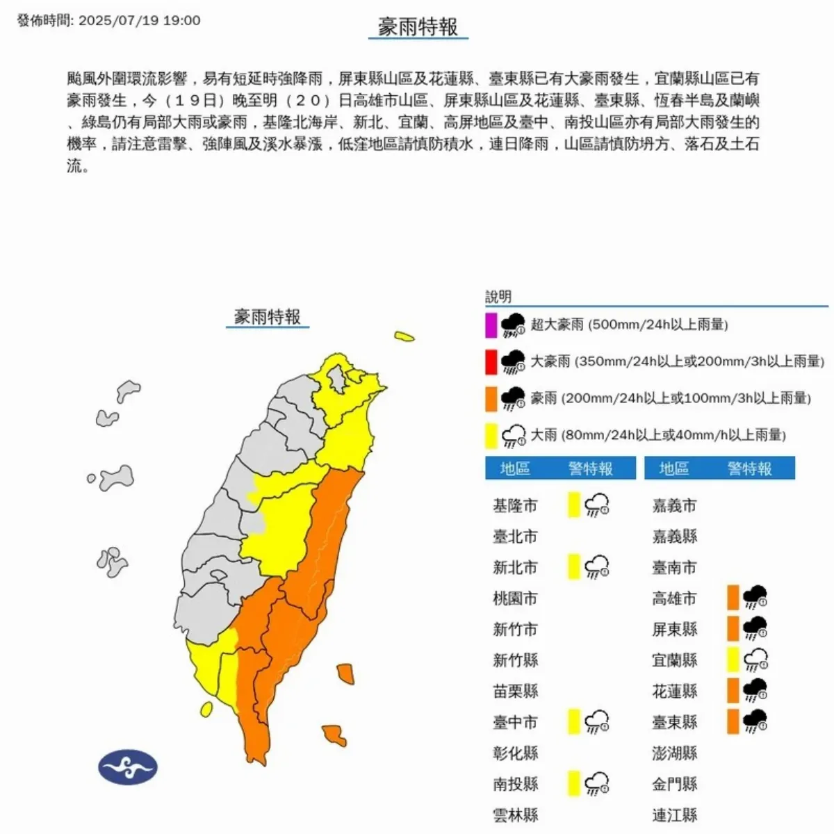 颱風薇帕威力仍在 氣象署持續發布豪雨特報