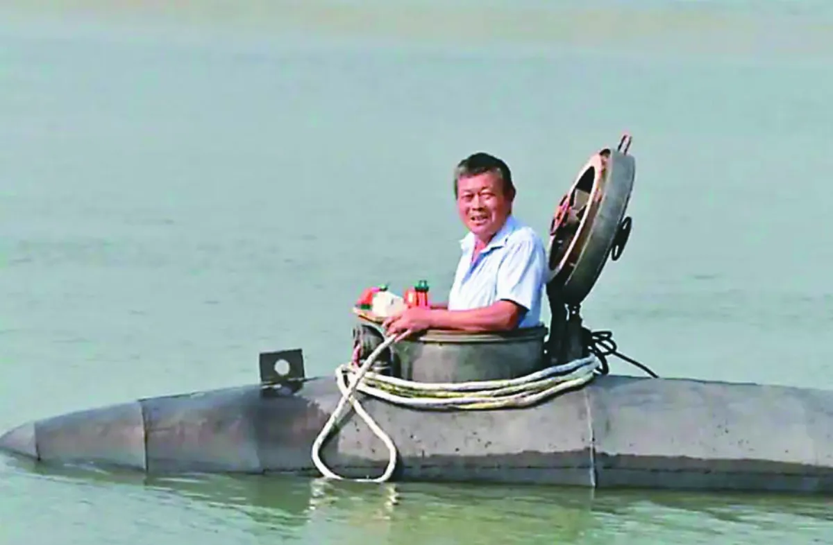 陸農民自製潛艇  下潛8公尺不漏水