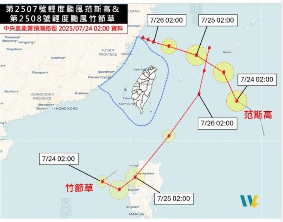 范斯高、竹節草雙颱互繞 北部東北部明顯降雨