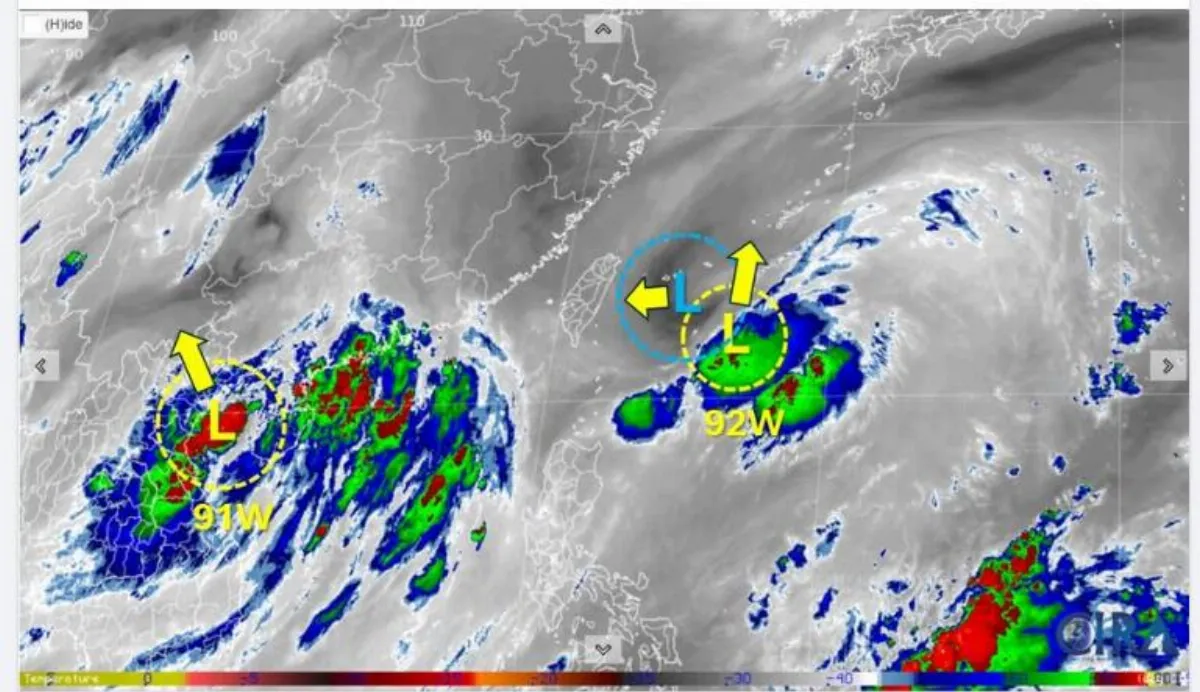 熱帶擾動92Ｗ恐增強為颱風 對台灣無威脅