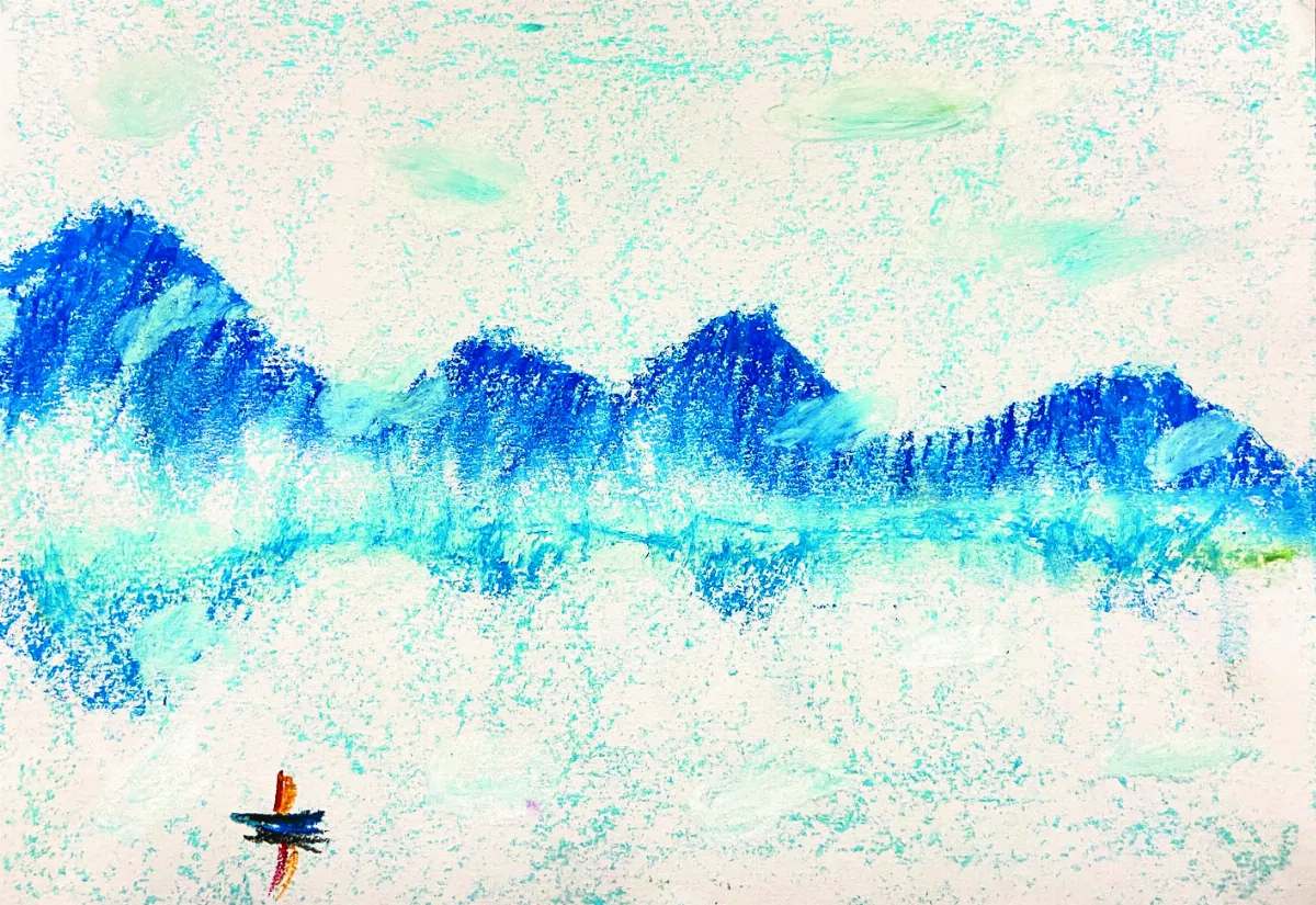 【快樂塗鴉簿】起霧的山景