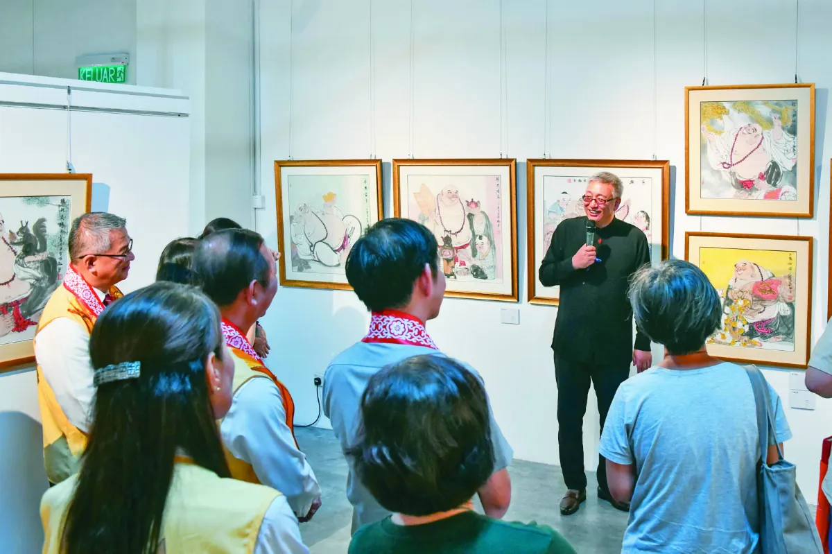 千喜萬福水墨彌勒 新馬寺展出