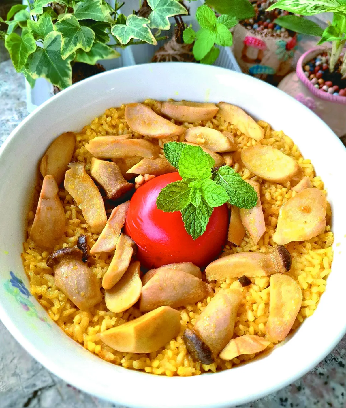 【蔬食百味】番茄菇菇薑黃炊飯