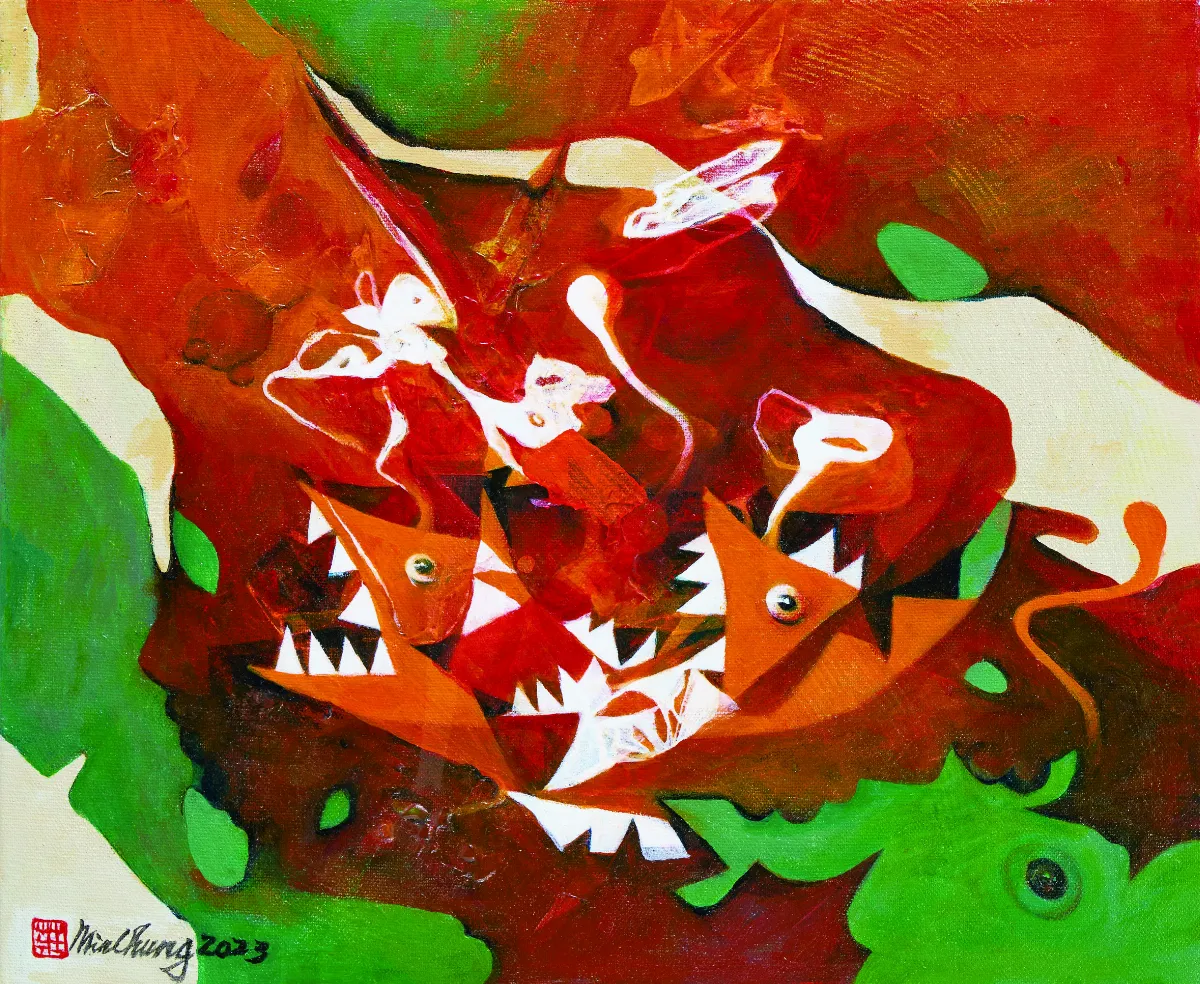 【海底射來的光──莊明中2025油畫創作展】燈籠魚的狂想