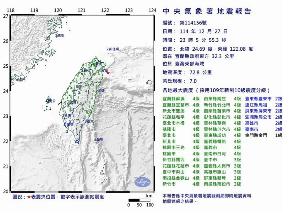 東北外海7.0地震 行政院：馬太鞍溪堰塞湖暫無變化