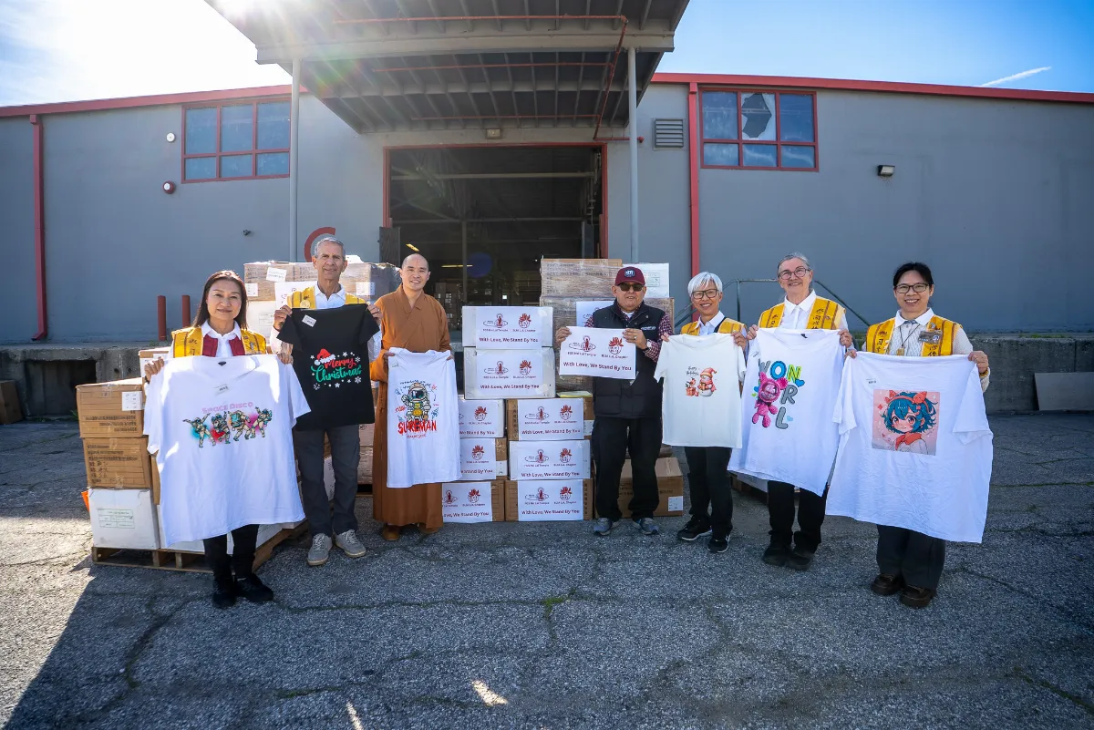 Hsi Lai Temple Partners With Business to Donate 6,000 New Shirts to Warm Los Angeles Communities
