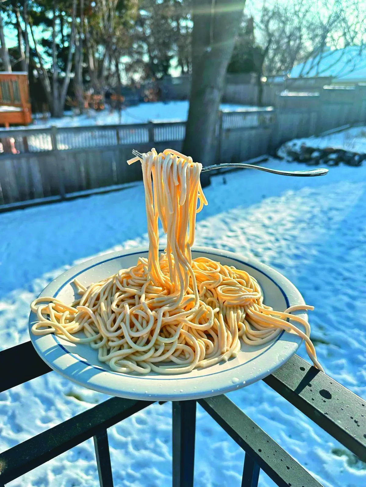 -29℃ 戶外捲義大利麵瞬間凍結