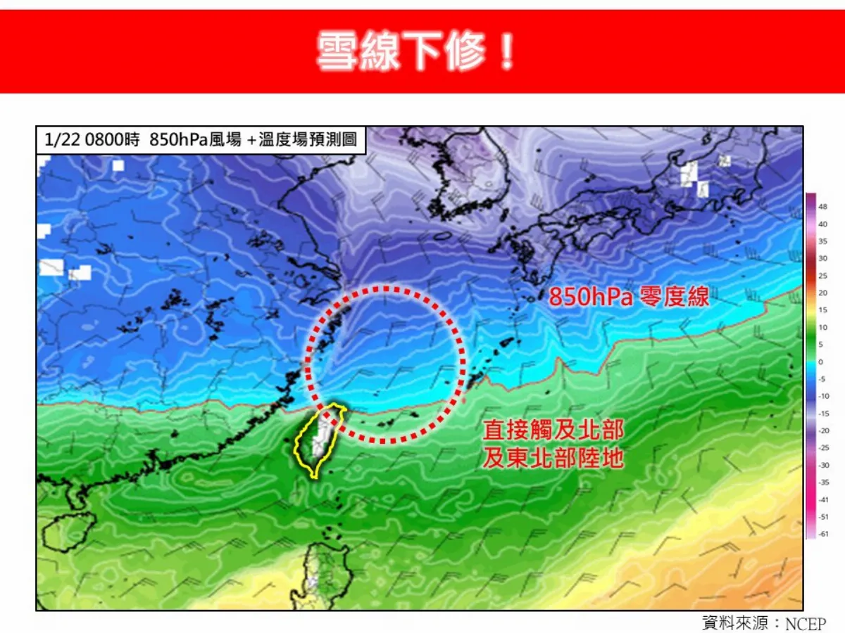 雪線下修 桃園以北、宜蘭1000公尺以上有降雪機會