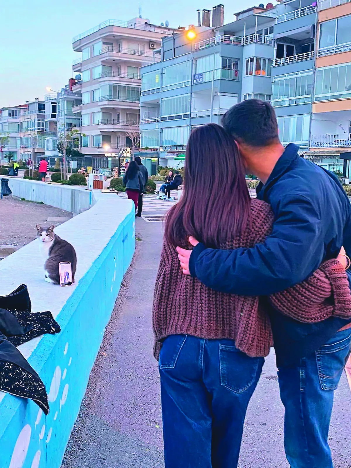 情侶把貓當自拍架  喵星人賞白眼