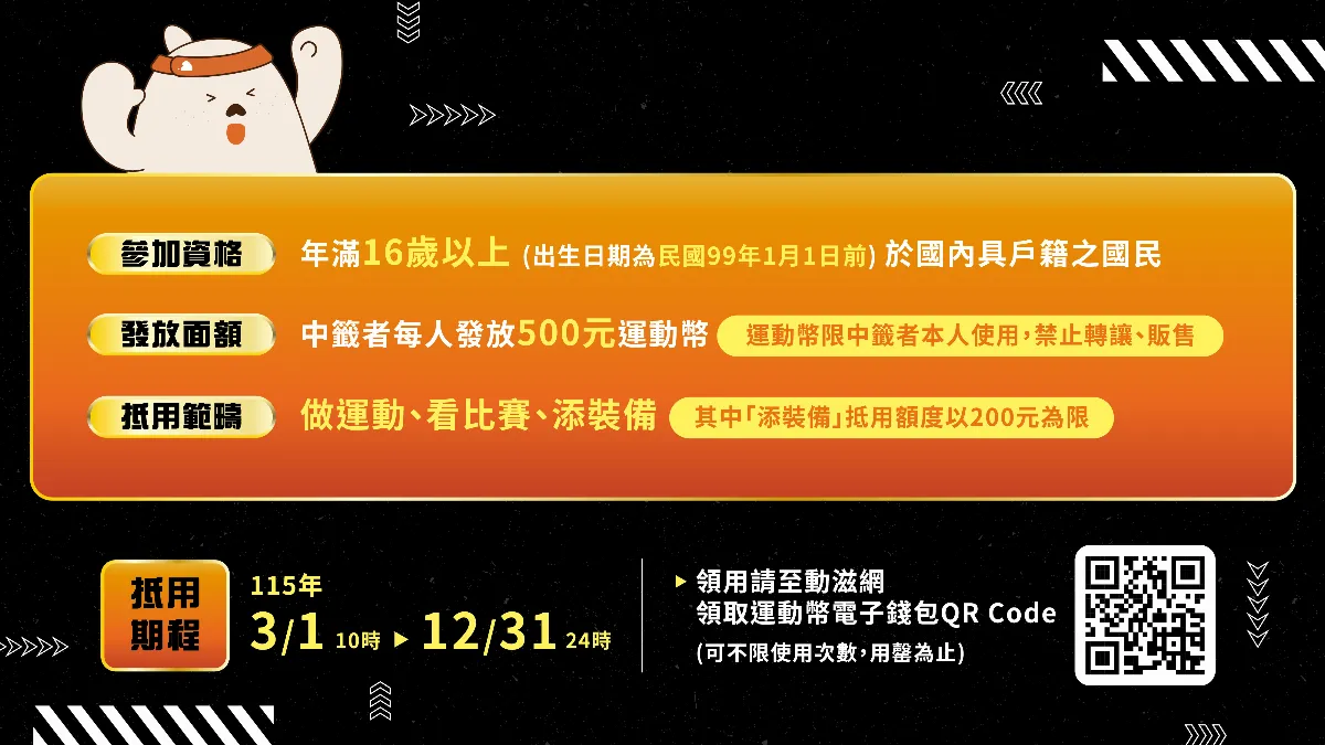 運動幣3/1開放領取 適用三大類消費500元到年底