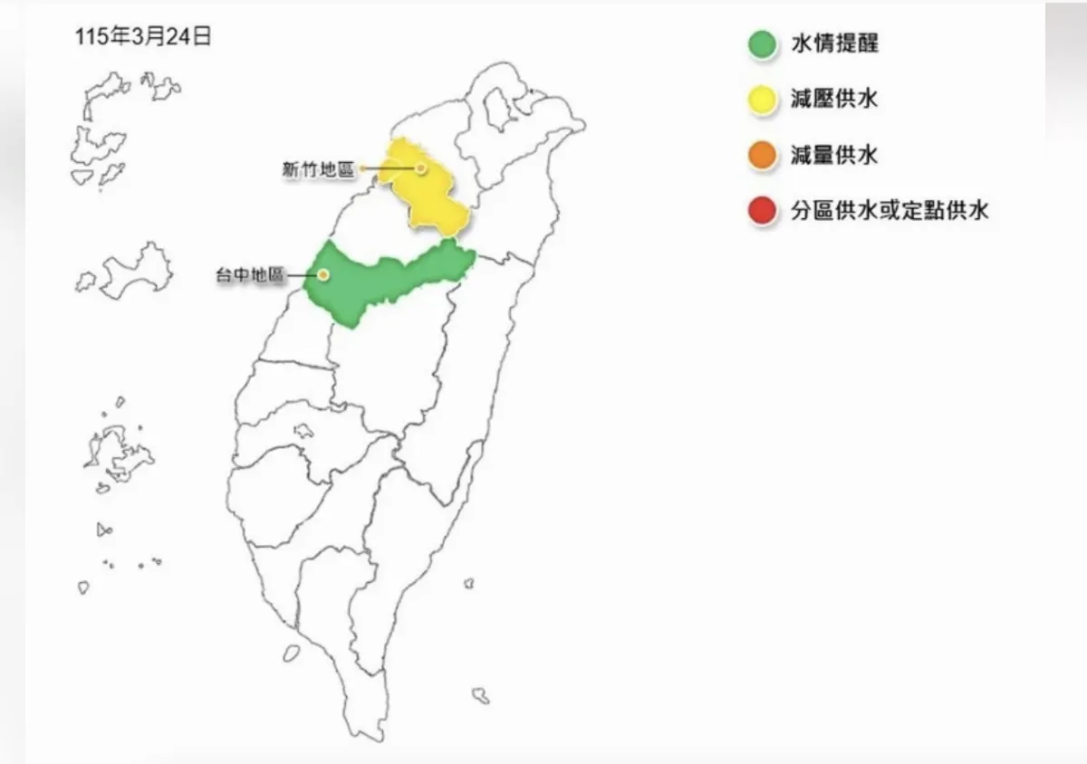 台中水情即起轉綠燈 新竹維持減壓供水黃燈