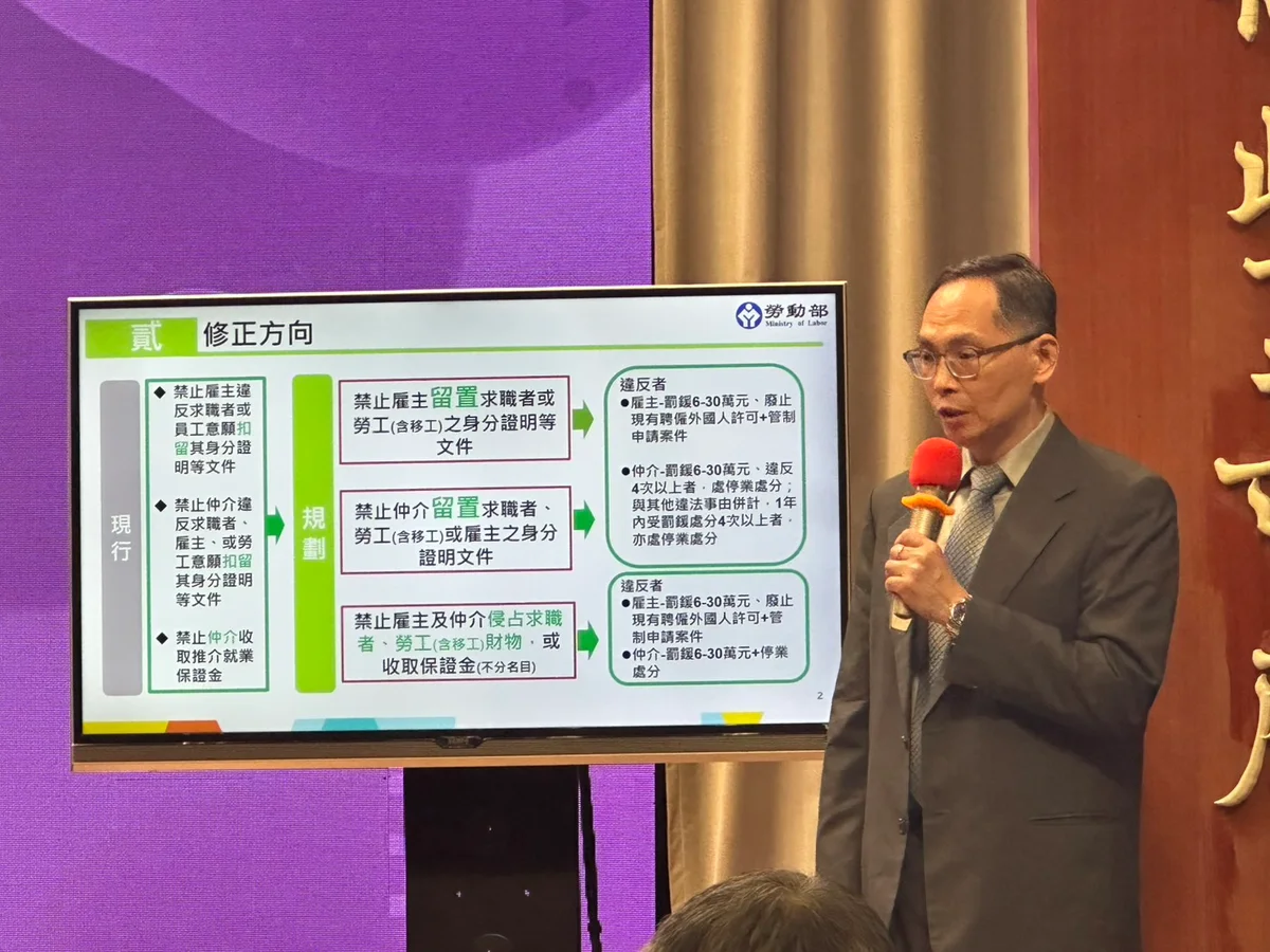 政院拍板修就服法 雇主或仲介扣留身分證件最重罰30萬