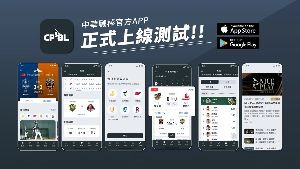 中職／全新官方App測試上線 多項功能一次掌握